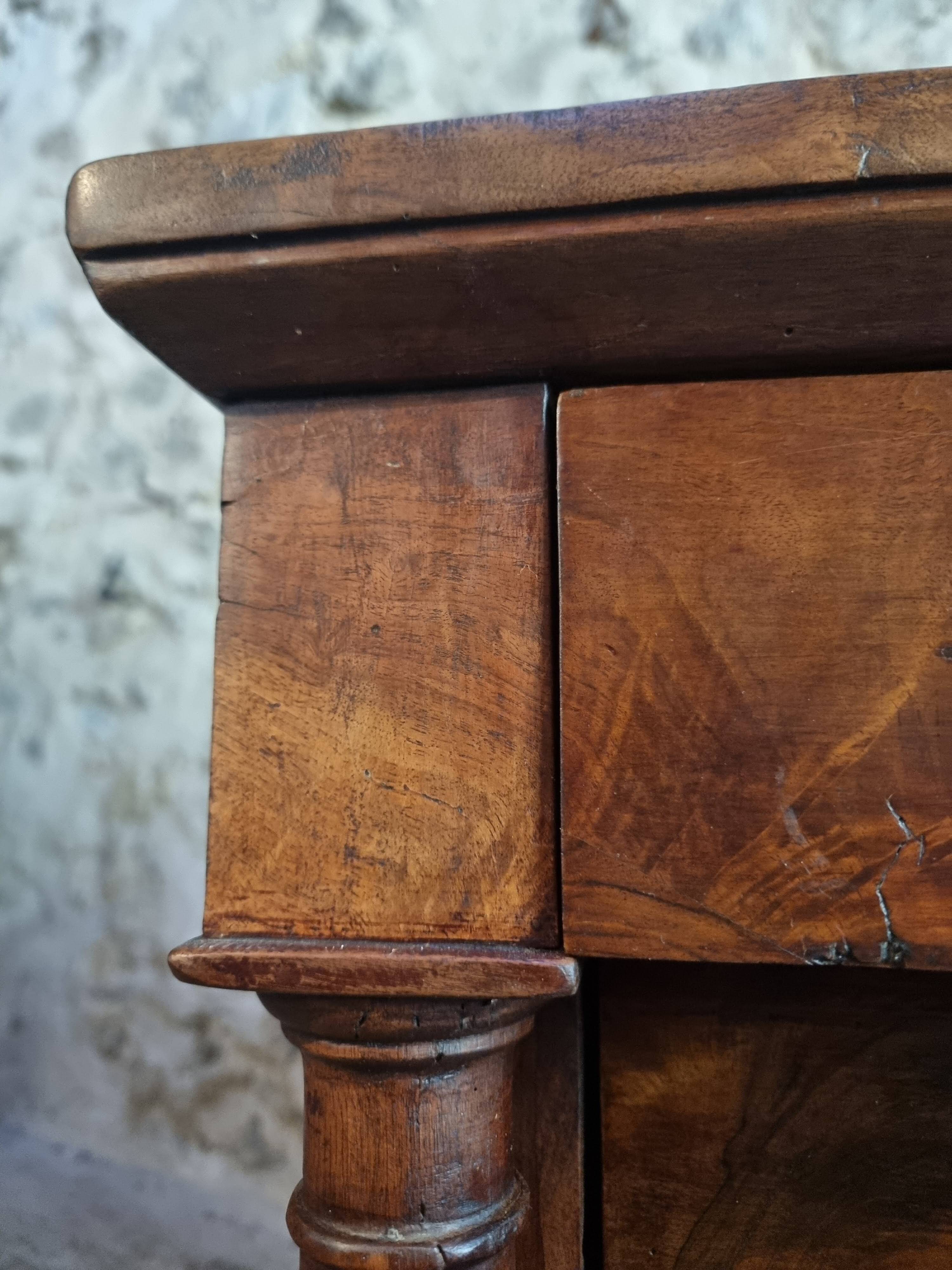 Antique French walnut commode, early 19th century (1800–1830), 4 drawers.