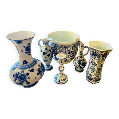 Grand ensemble Delft bleu – Céramiques bleu et blanc décoratives, cach