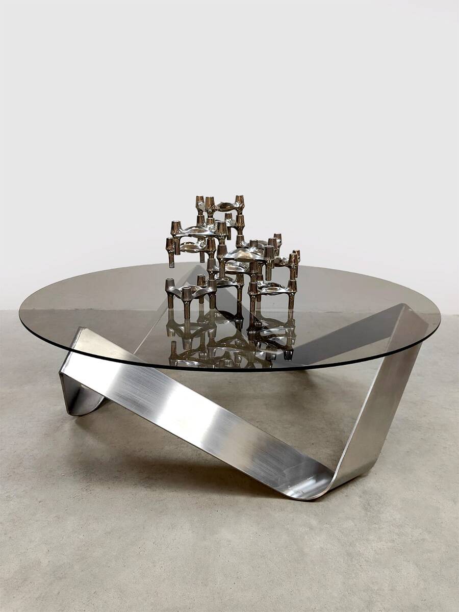 Table basse vintage en verre Knut Hesterberg Ronald Schmitt 1970