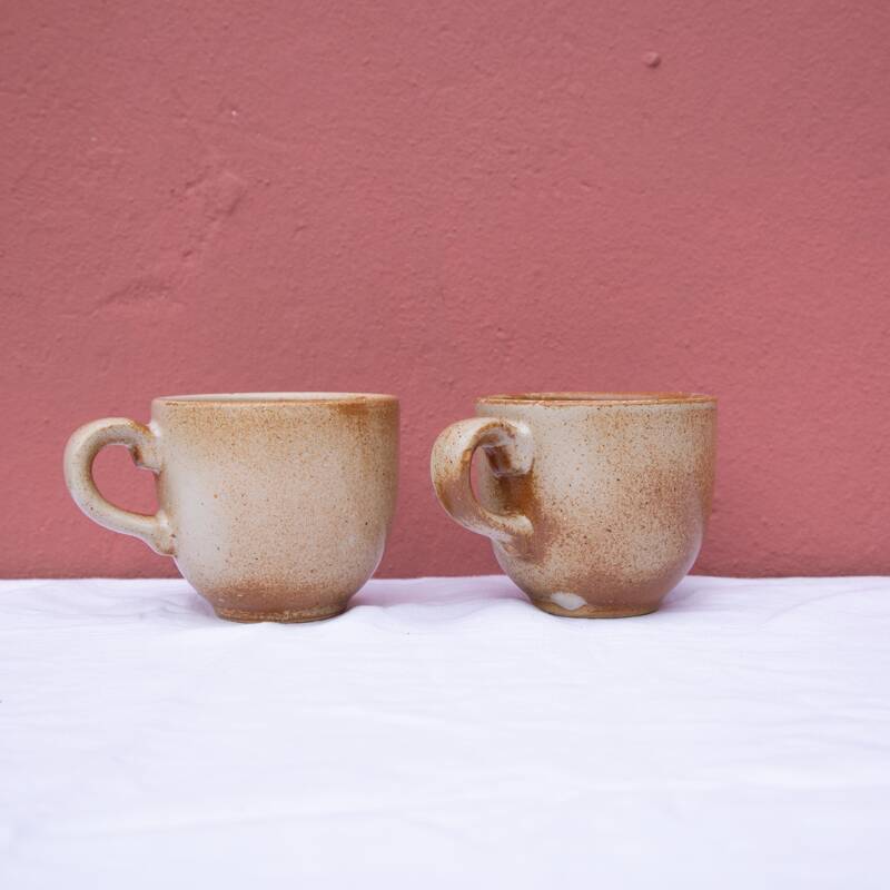 2 cups and their saucer, stoneware from France