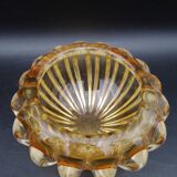 Murano Barovier Toso Ribbed Blown Glass Cup with Amber Color Inclusions