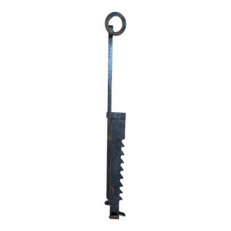 Ancienne crémaillère cuisson cheminée fer forge noir xixe vintage
