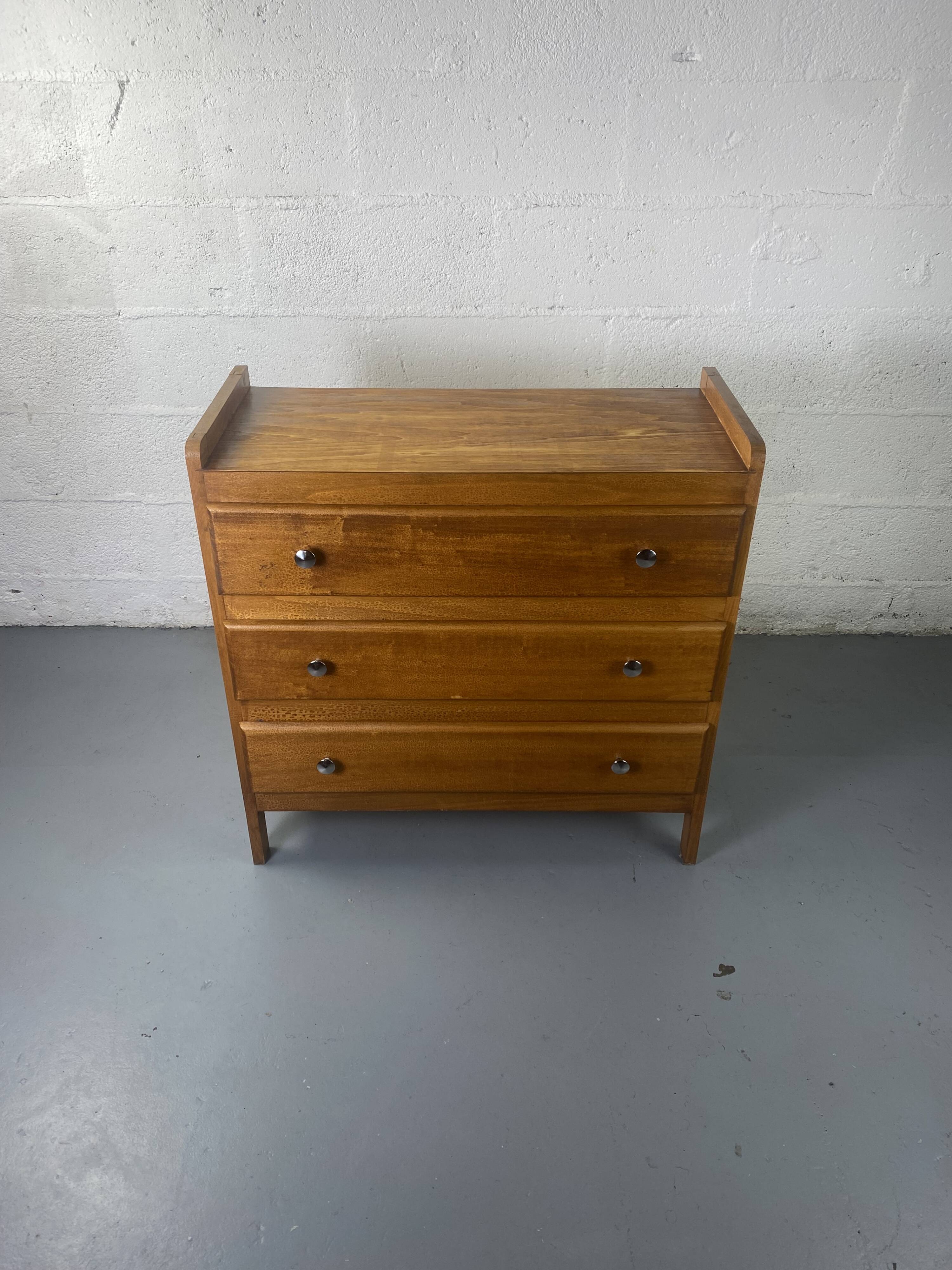 Commode Vintage en Bois à 3 Tiroirs