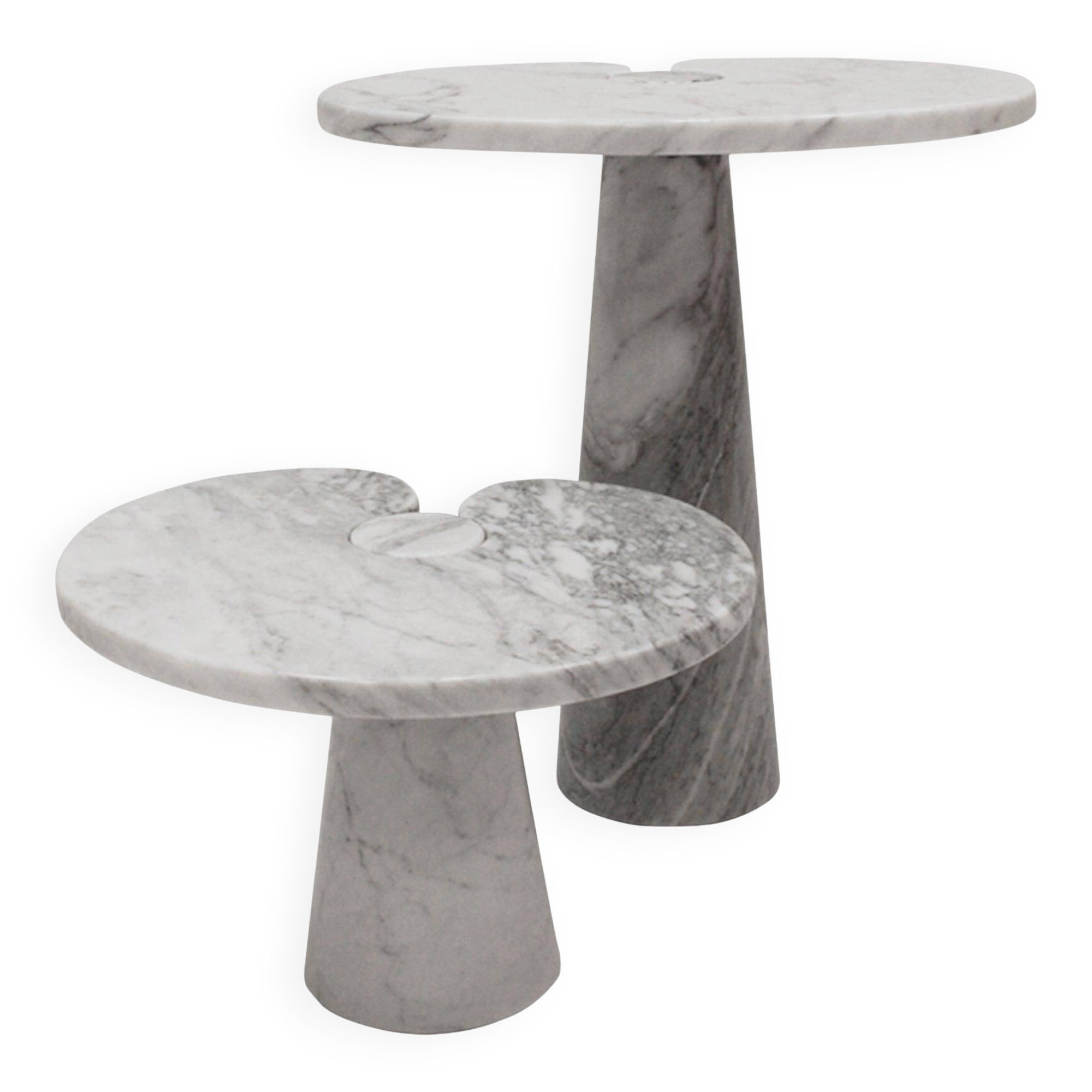 Original Angelo Mangiarotti Italian "Eros" Carrara Marble Side Tables