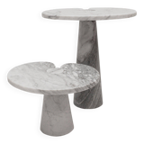 Original Angelo Mangiarotti Italian "Eros" Carrara Marble Side Tables