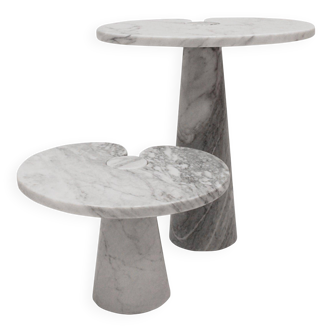Original Angelo Mangiarotti Italian "Eros" Carrara Marble Side Tables