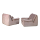 Cinna, pair of armchairs foam and velvet ras pink pale, France, circa 1970
