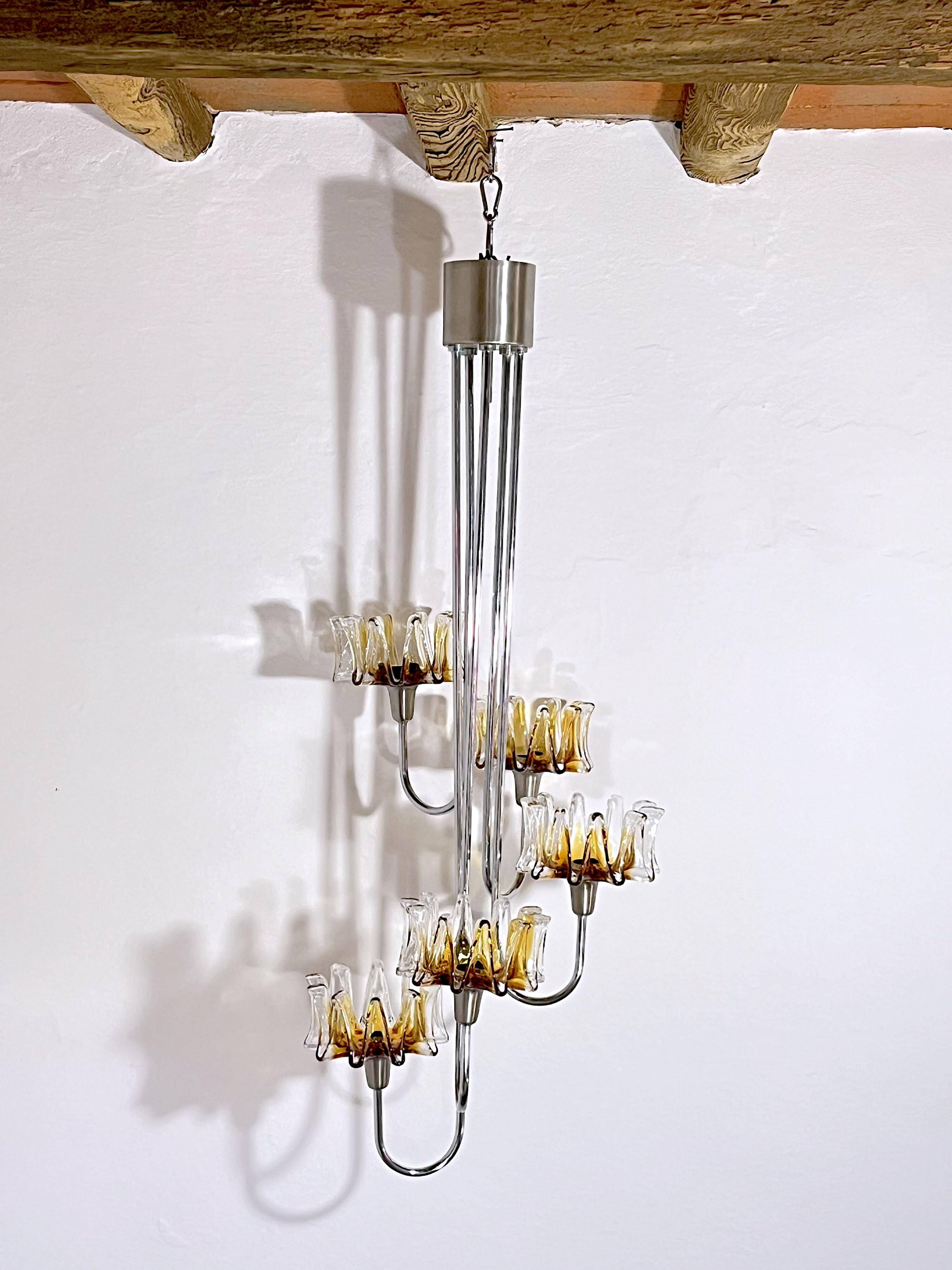 Chrome Murano Glass Chandelier