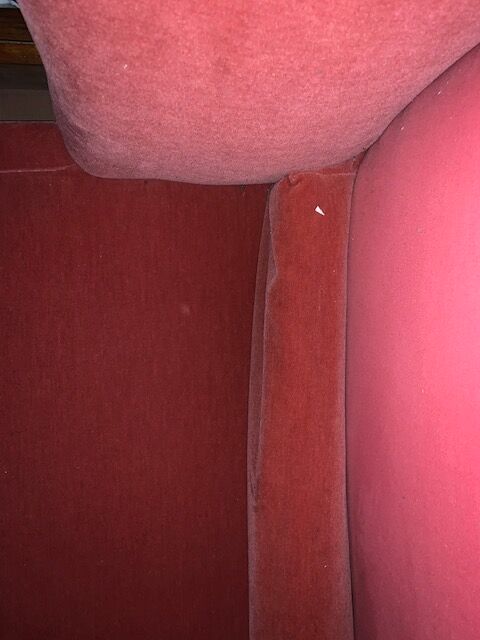 3-seater red fabric sofa