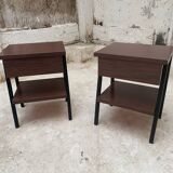 Pair bedside tables feet vintage compass