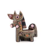 Cubic horse sculpture in painted ceramic, 1970s