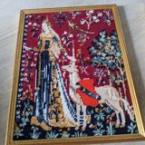 Lot 2 tableau point croix canva Dame à la licorne