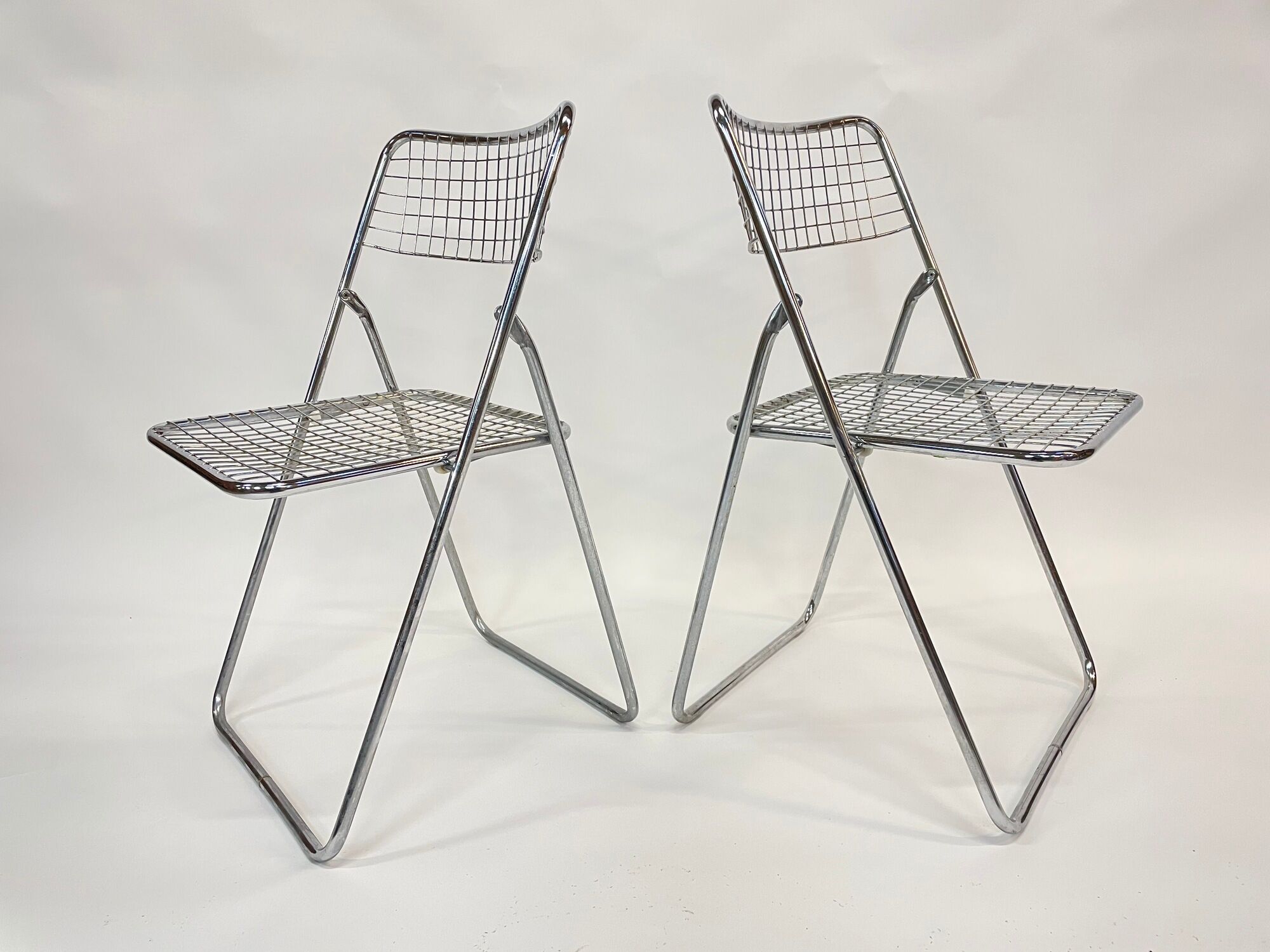 Set of four chrome folding chairs by Niels Gammelgaard for Ikea 1970