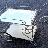 White wrought iron terrace or garden table.