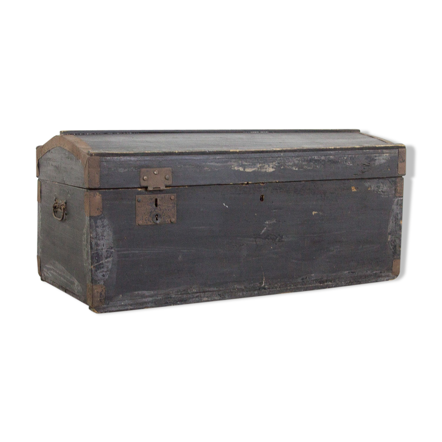 Black vintage wooden trunk