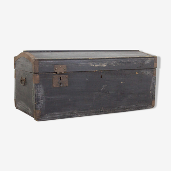 Black vintage wooden trunk