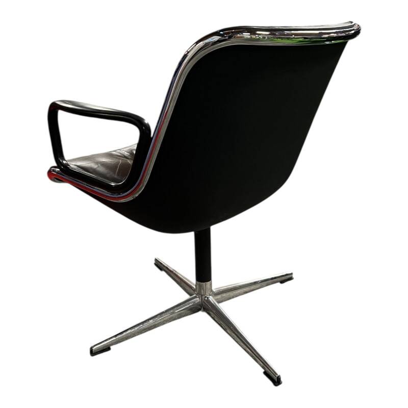 Brown leather office chair KNOLL Charles Pollock