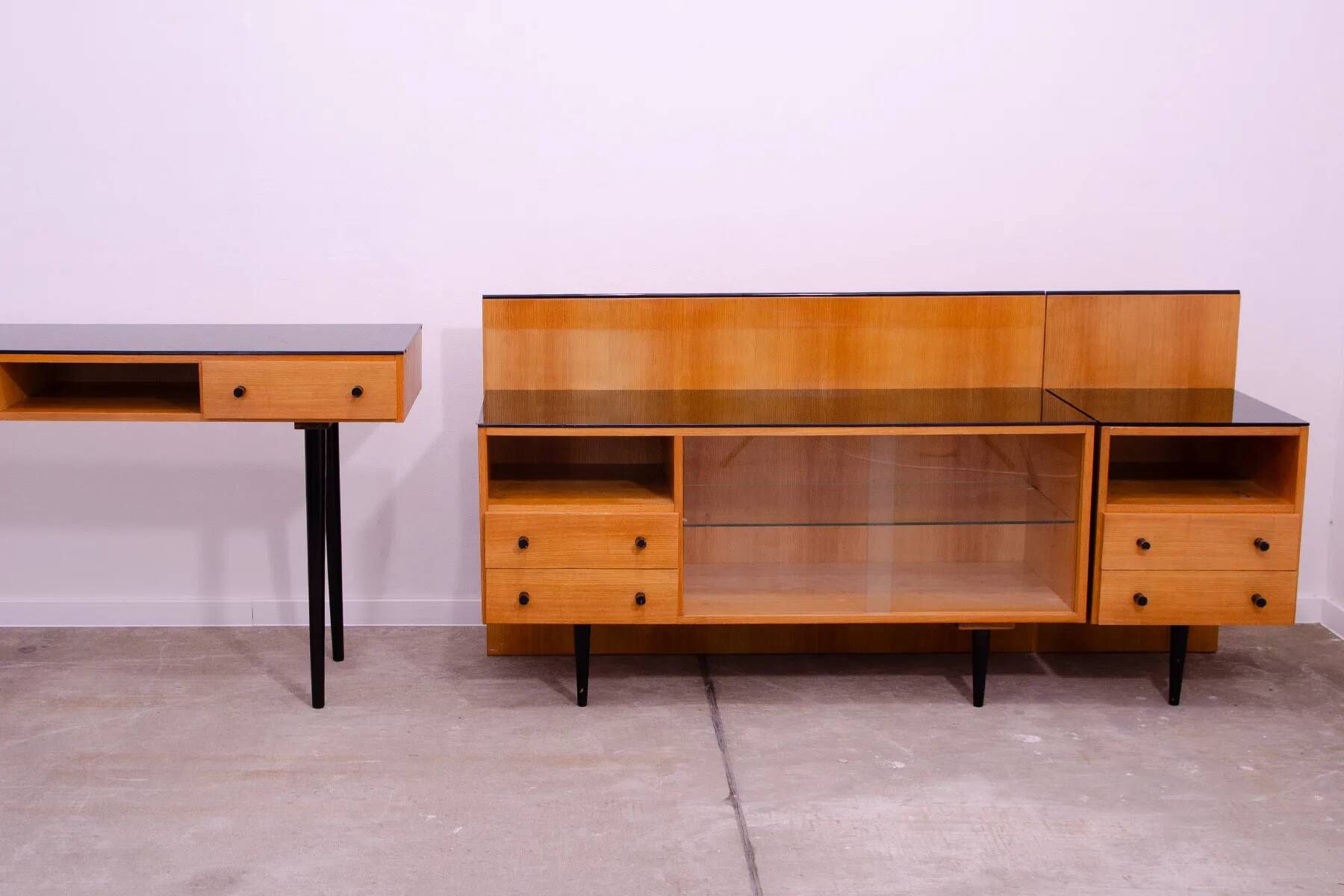 Mid-century glazed cabinet bookcase by Mojmír Požár