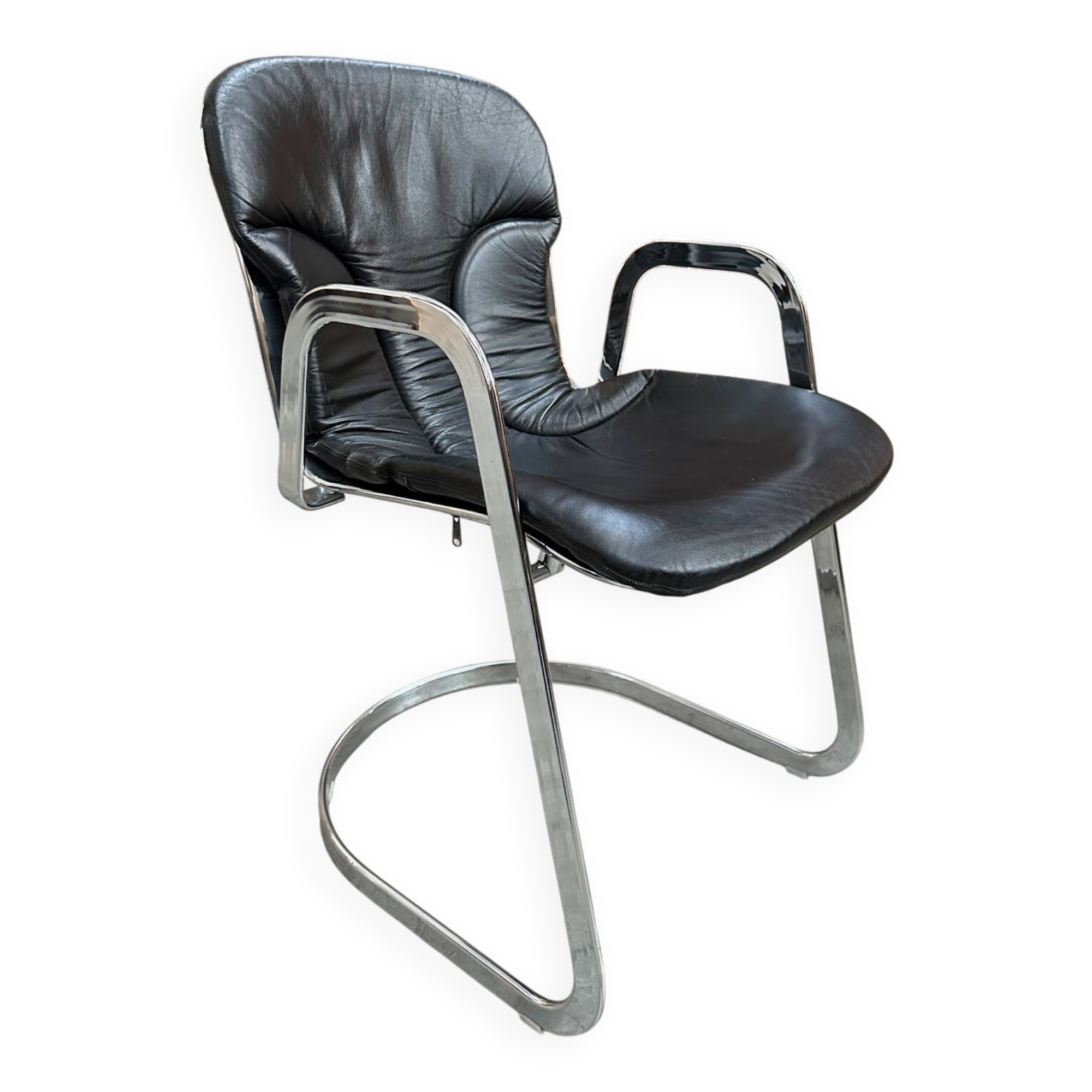 Fauteuil en cuir par Willy RIZZO pour CIDUE