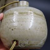 Pair of bedside lamps in stoneware and wool lampshades - Vintage around 1970