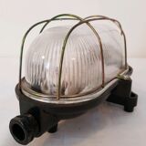 Industrial glass wall sconce