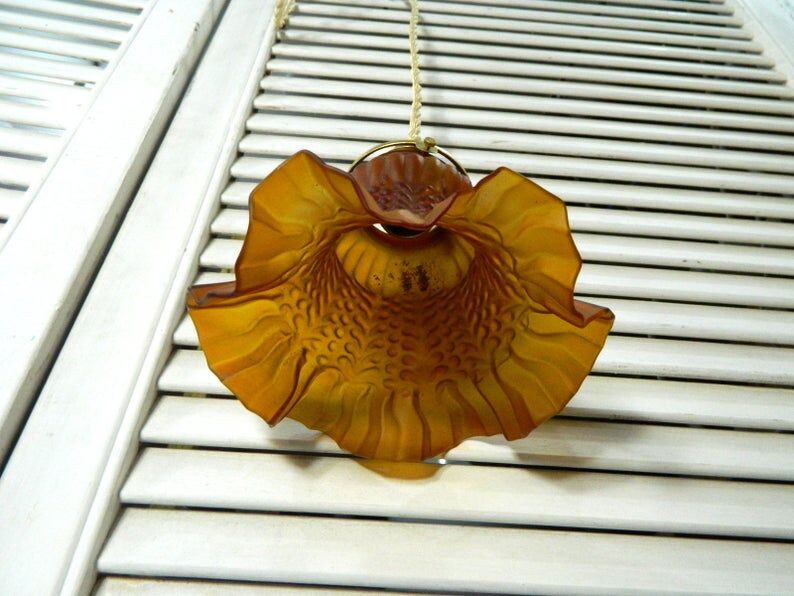Dark amber glass hanging lamp