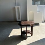Pedestal table or small octagonal side table quadripod base with modernist spacer