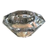 Glass table candle holder or crystal cast faceted diamond shape