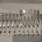 12 forks and 12 fish knives, silver-plated metal, Apollo Empire