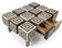 An Art Deco Op Art coffee table made of beech wood with drawers.