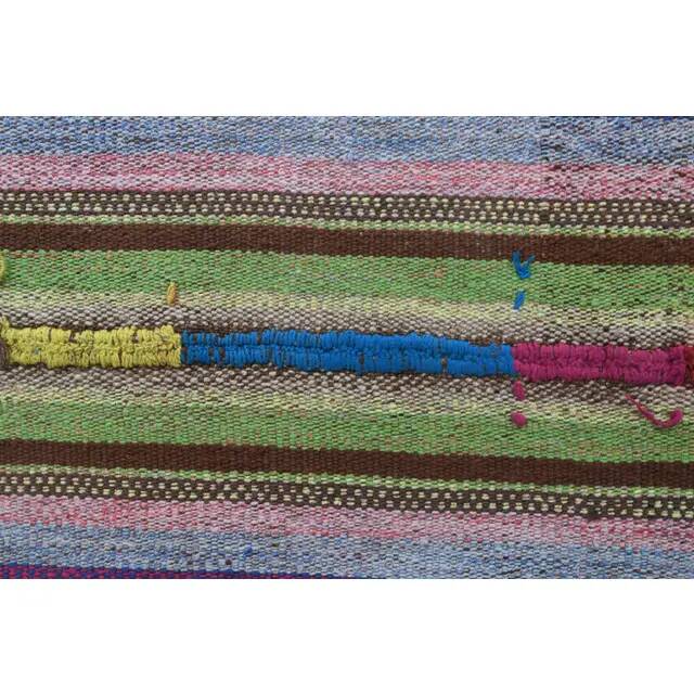 Vintage Turkish Hand-Knotted Wool Cotton Purple Kilim Area Rug 148x205