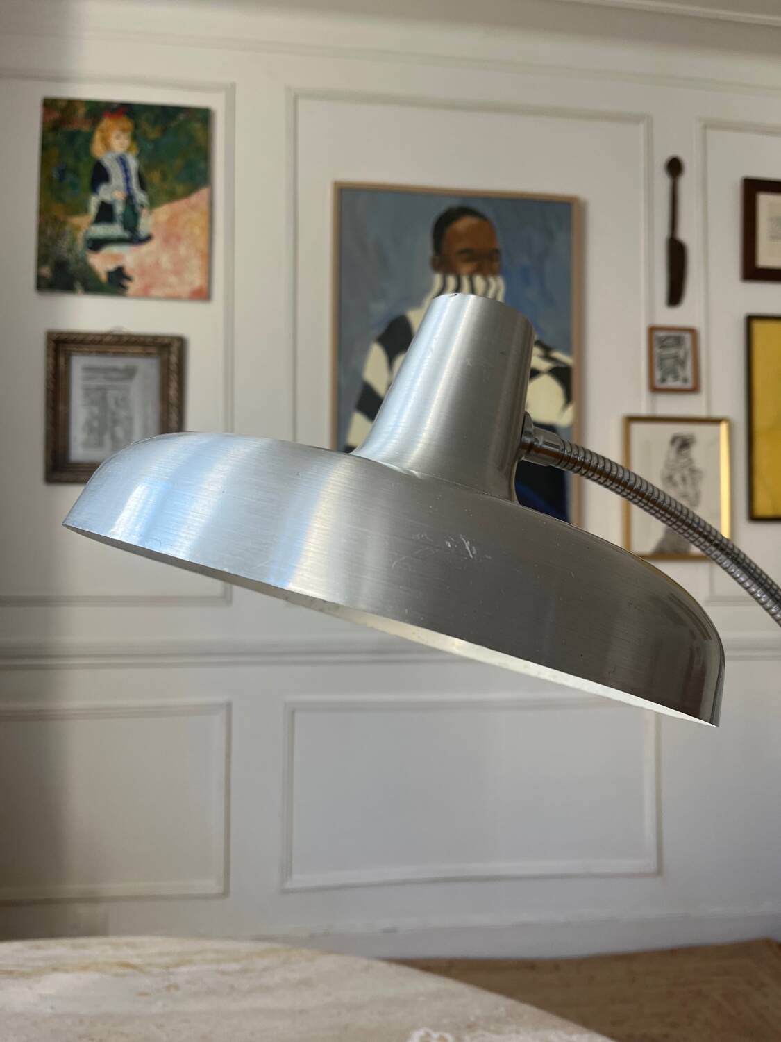 Flexible chrome metal desk lamp, 1970s