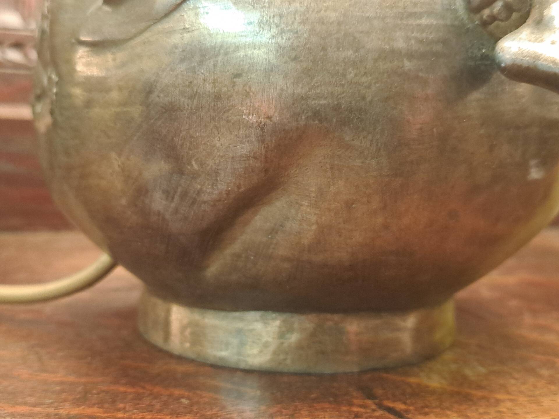 Lamp signed L. Moreau in brushed metal.