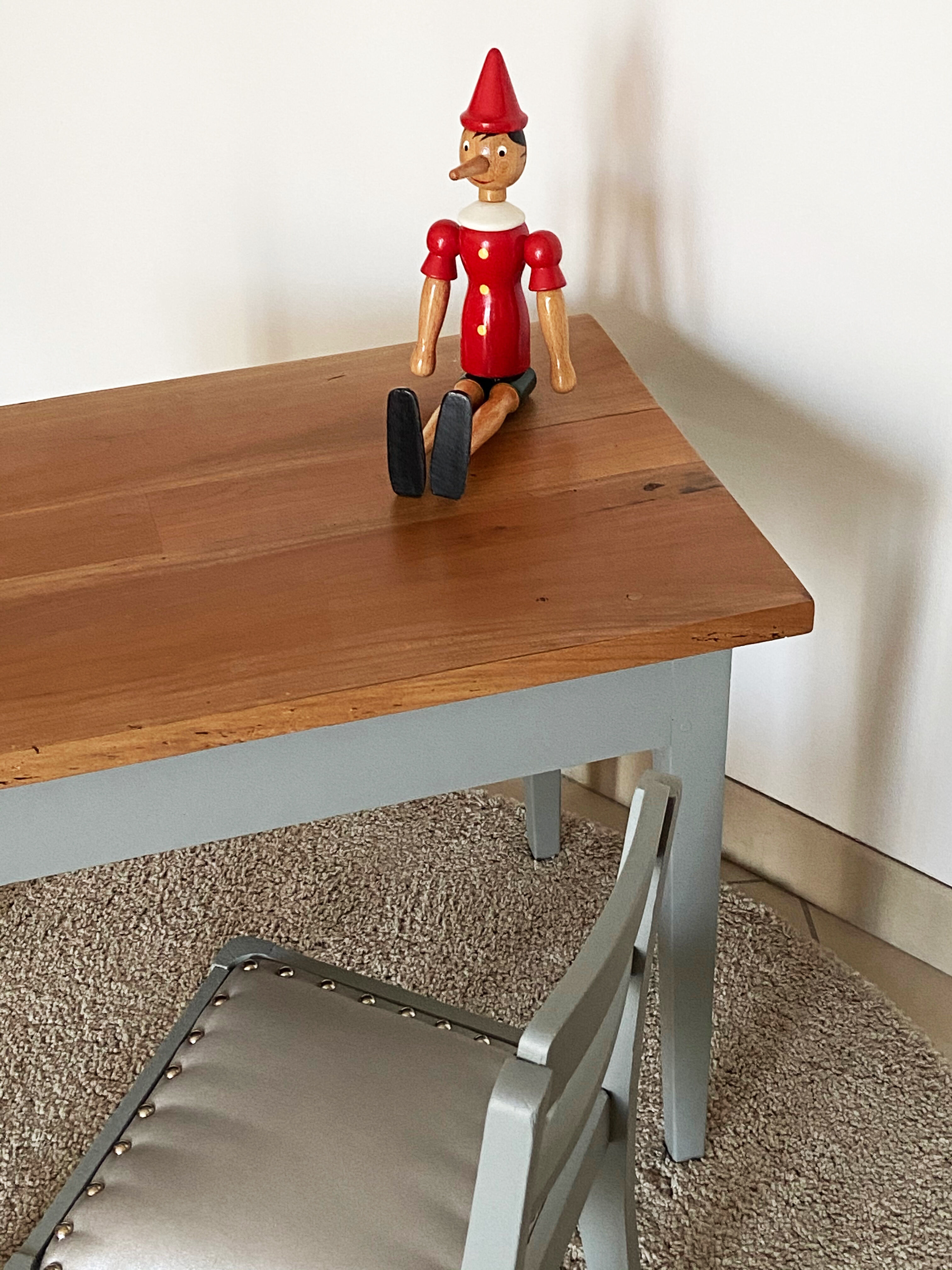Wooden desk set with his chair