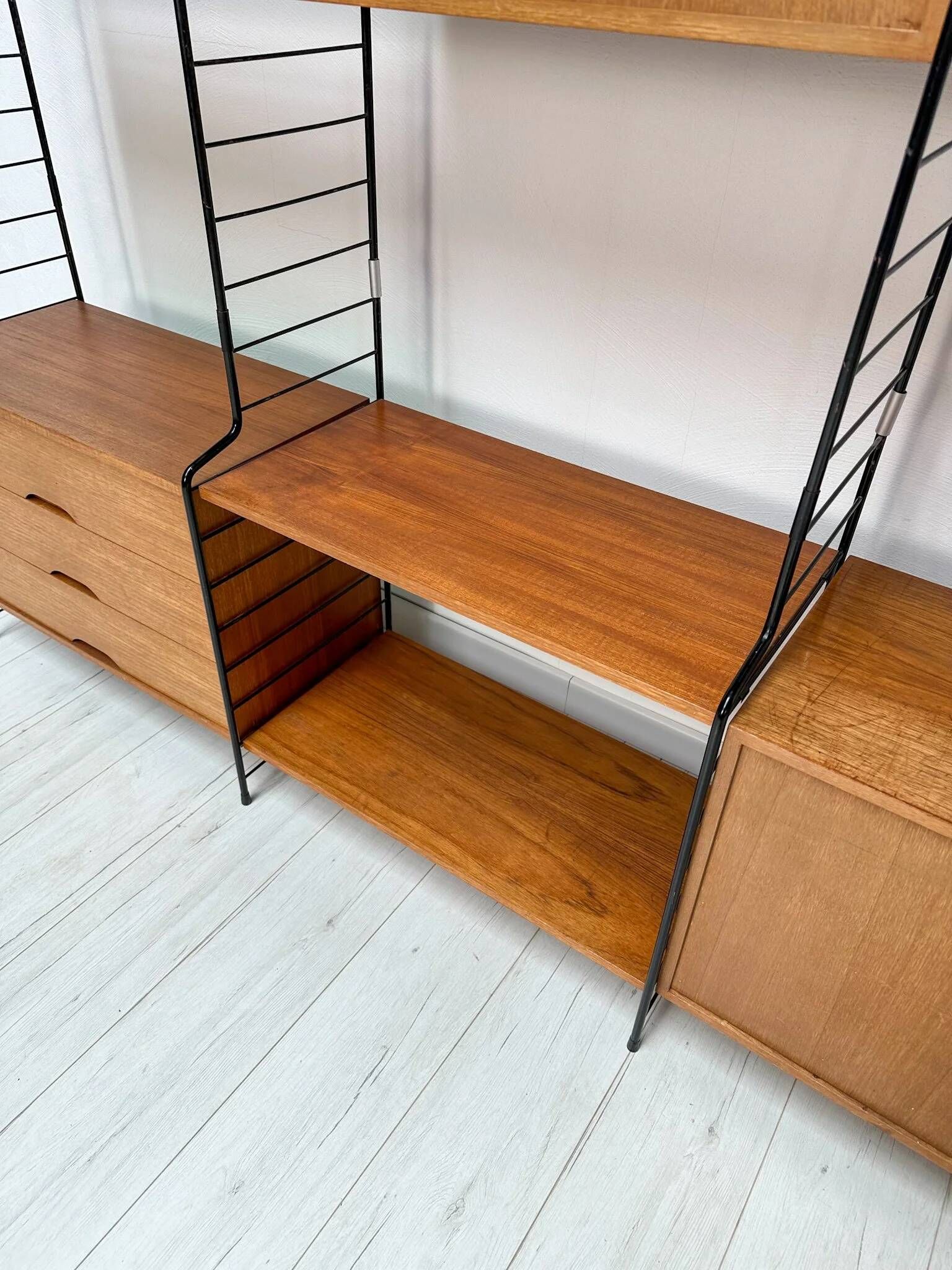 1960s vintage freestanding teak shelving system by WHB