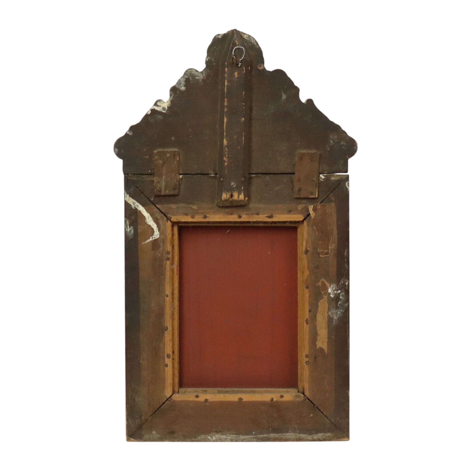Ancien miroir à coussin repoussé facetté France