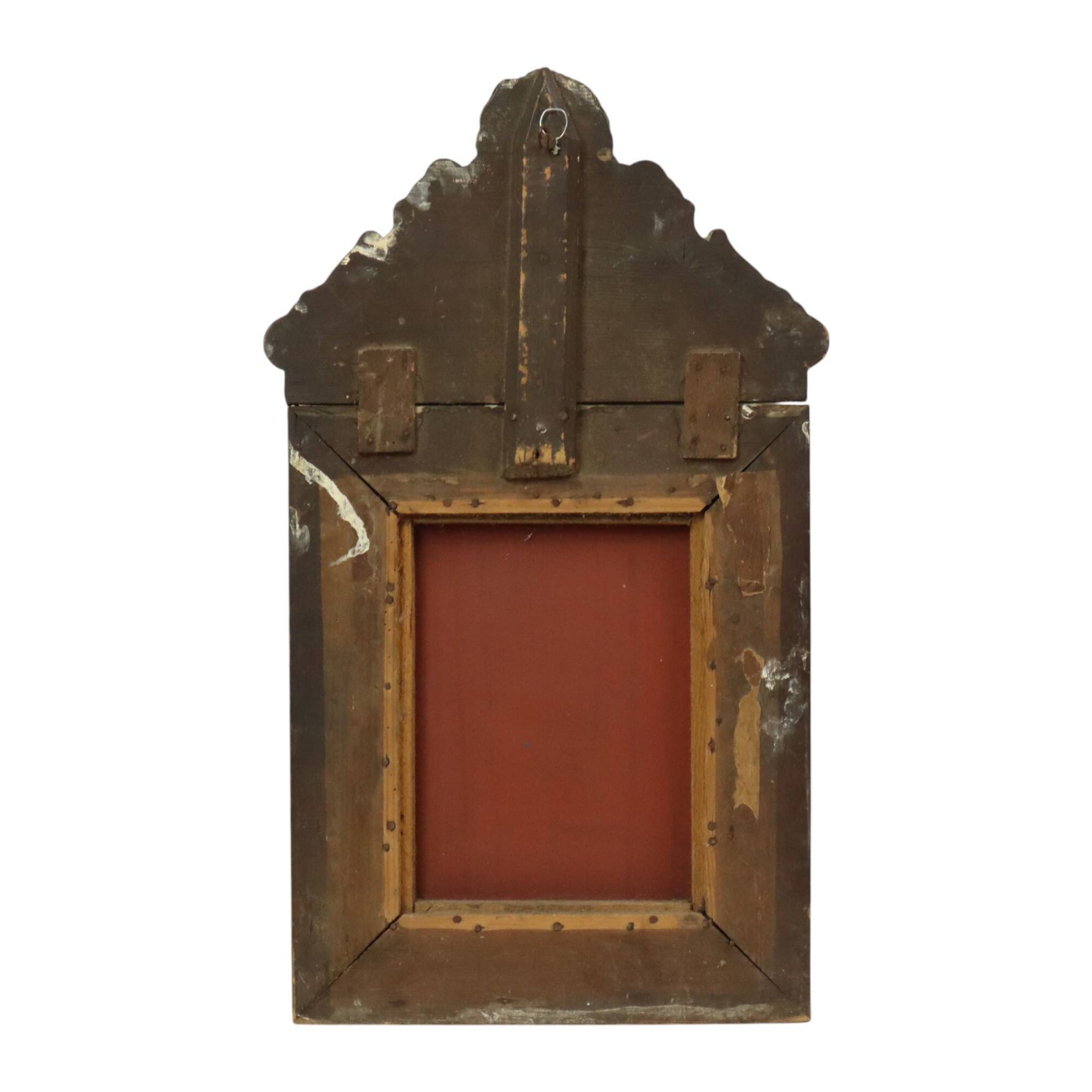 Ancien miroir à coussin repoussé facetté France