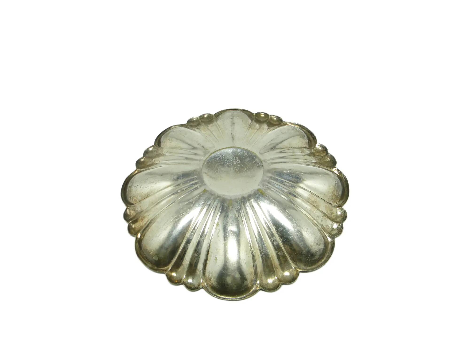 Centre de table Art Nouveau, laiton plaqué argent, Pologne, années 1970.