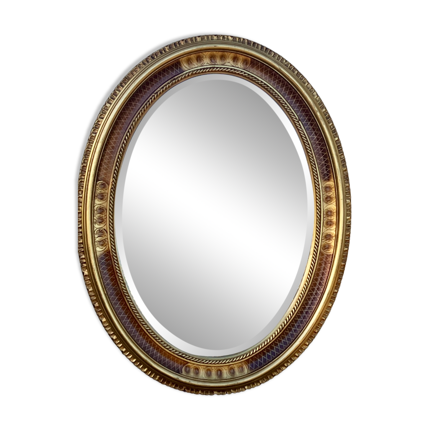 Oval mirror with gold leaf - Empire style - Very good condition