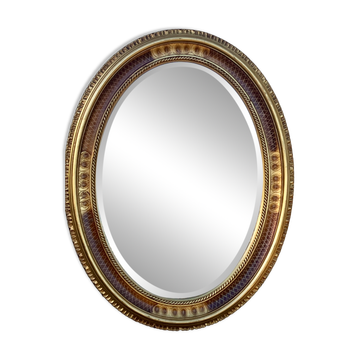 Miroir ovale feuille d'or -Style Empire - Très bon état