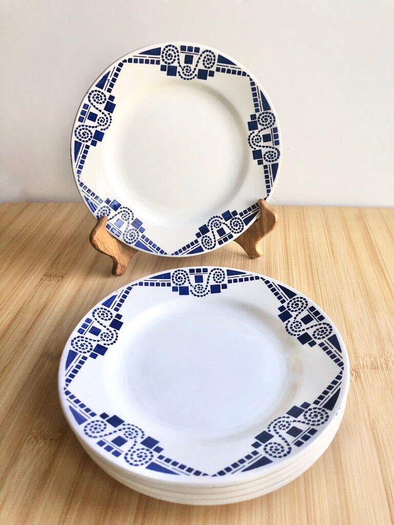 5 plates dessert Art Deco