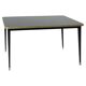 Square Dining Table, High Gloss Top, Brass, Black Tapered Legs, Diamond Black - S