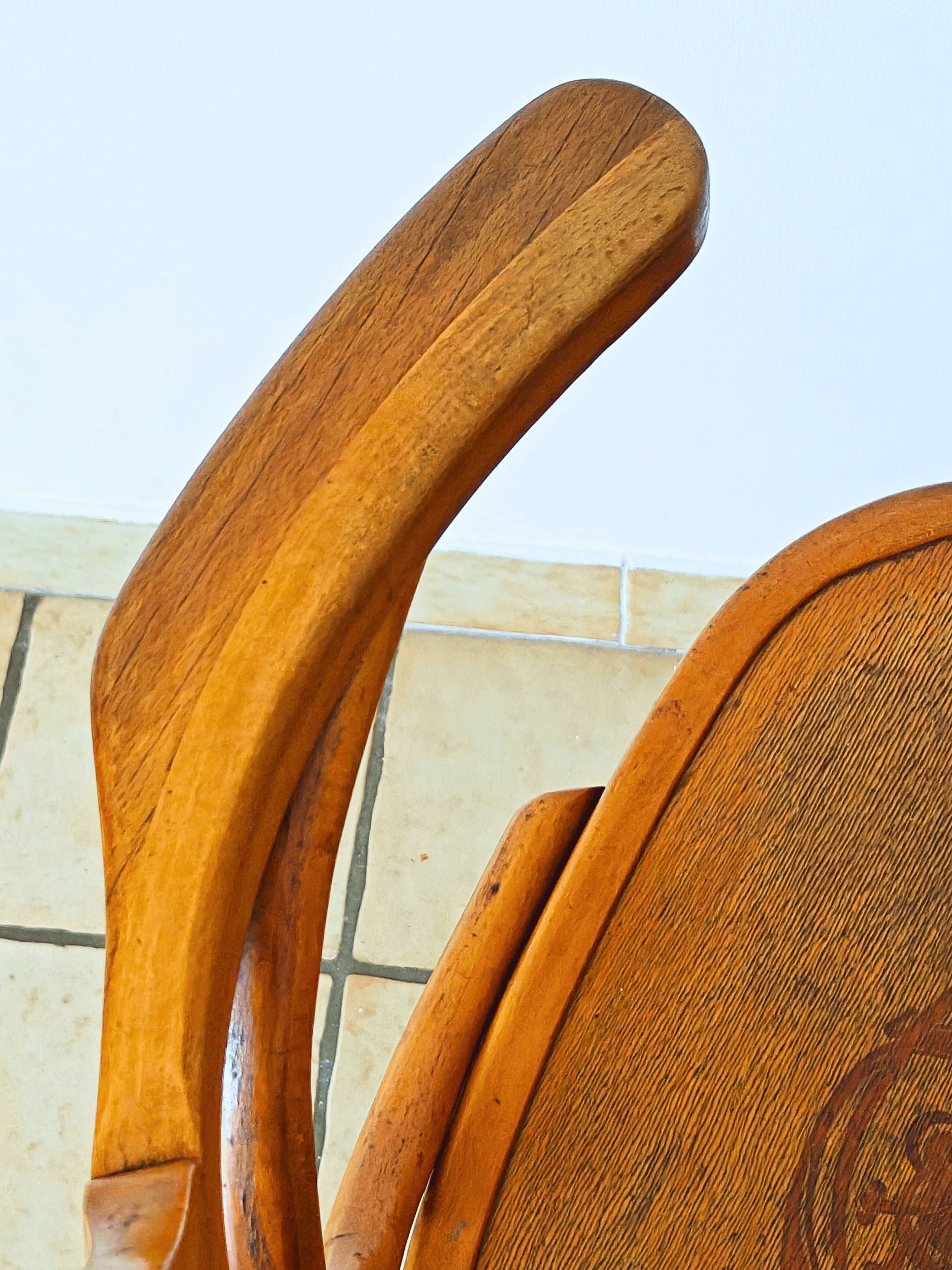 Art Nouveau office chair with curved wood attributed to J&J Kohn, 704 1/2 4V
