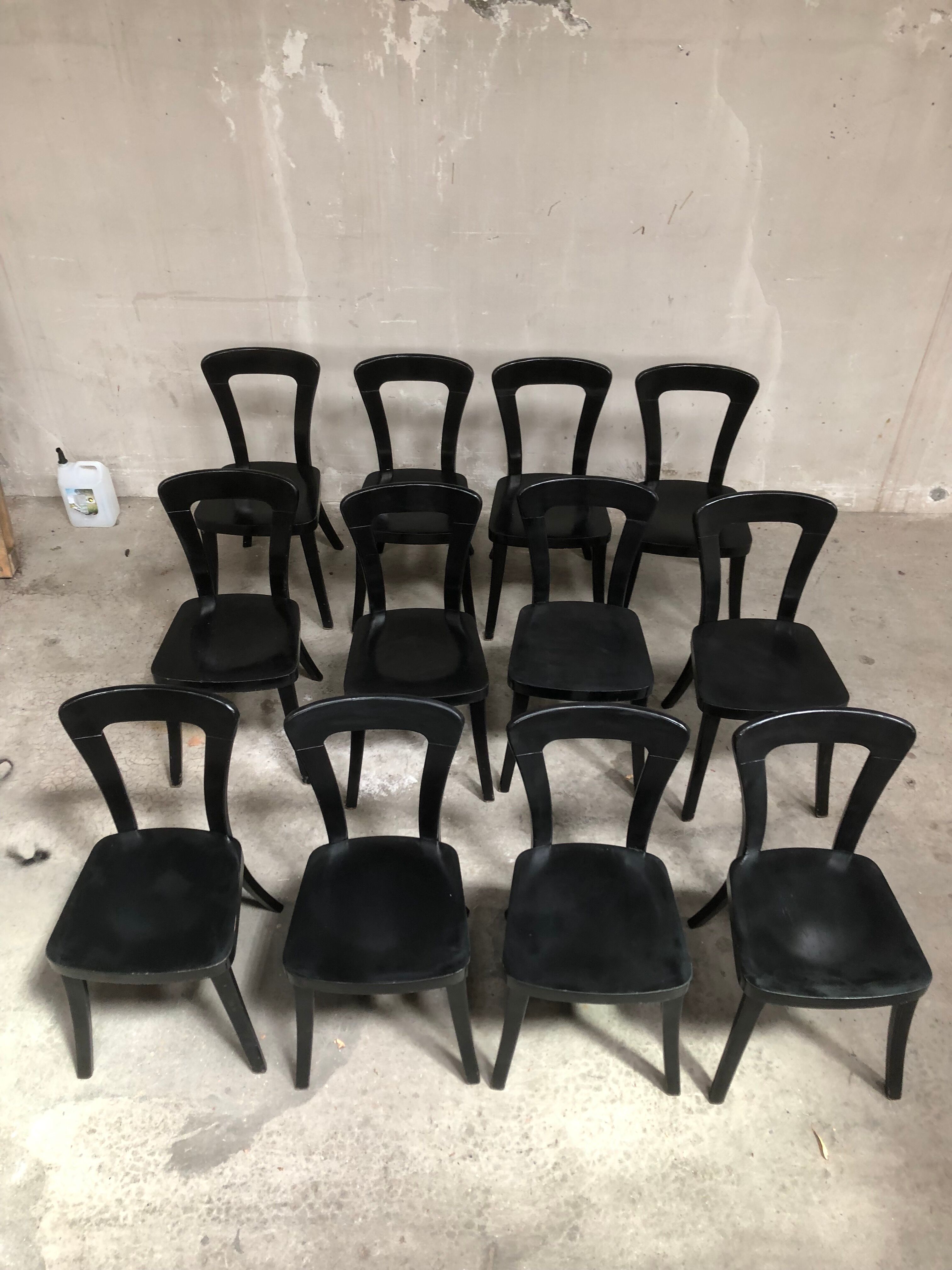 Series 12 black bistro chairs of the 70s