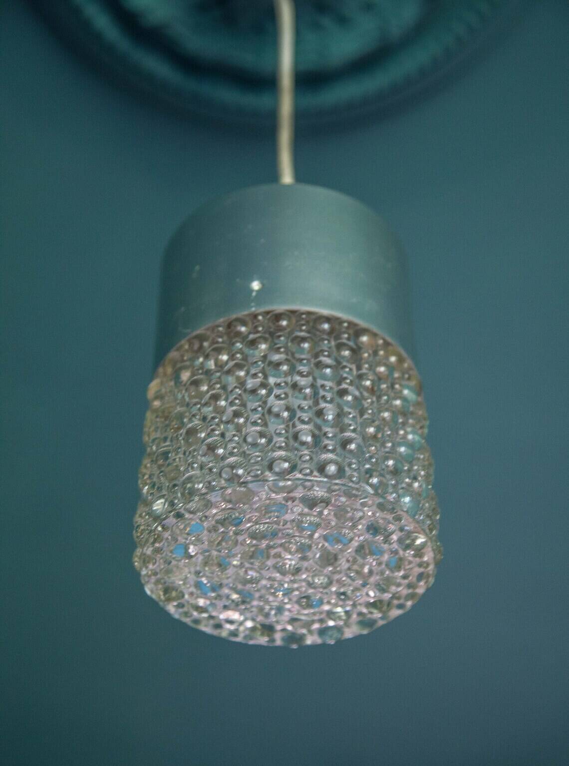 Vintage pendant light, glass and metal pendant light, ceiling lamp, interior decoration