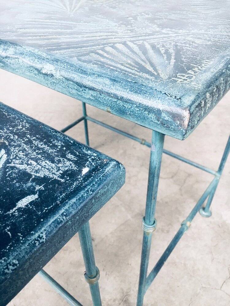 Postmodern Handmade Nesting Table Set by J. Berdou, France, 1980s, Set of 2