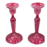 chandelier Pair of large glass moulded candlesticks 23 cm