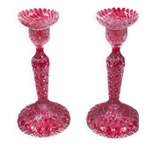 chandelier Paire de grand grand bougeoir en verre moulé 23 cm