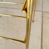 Vintage side table, 2 wooden and brass shelves, circa 1960s