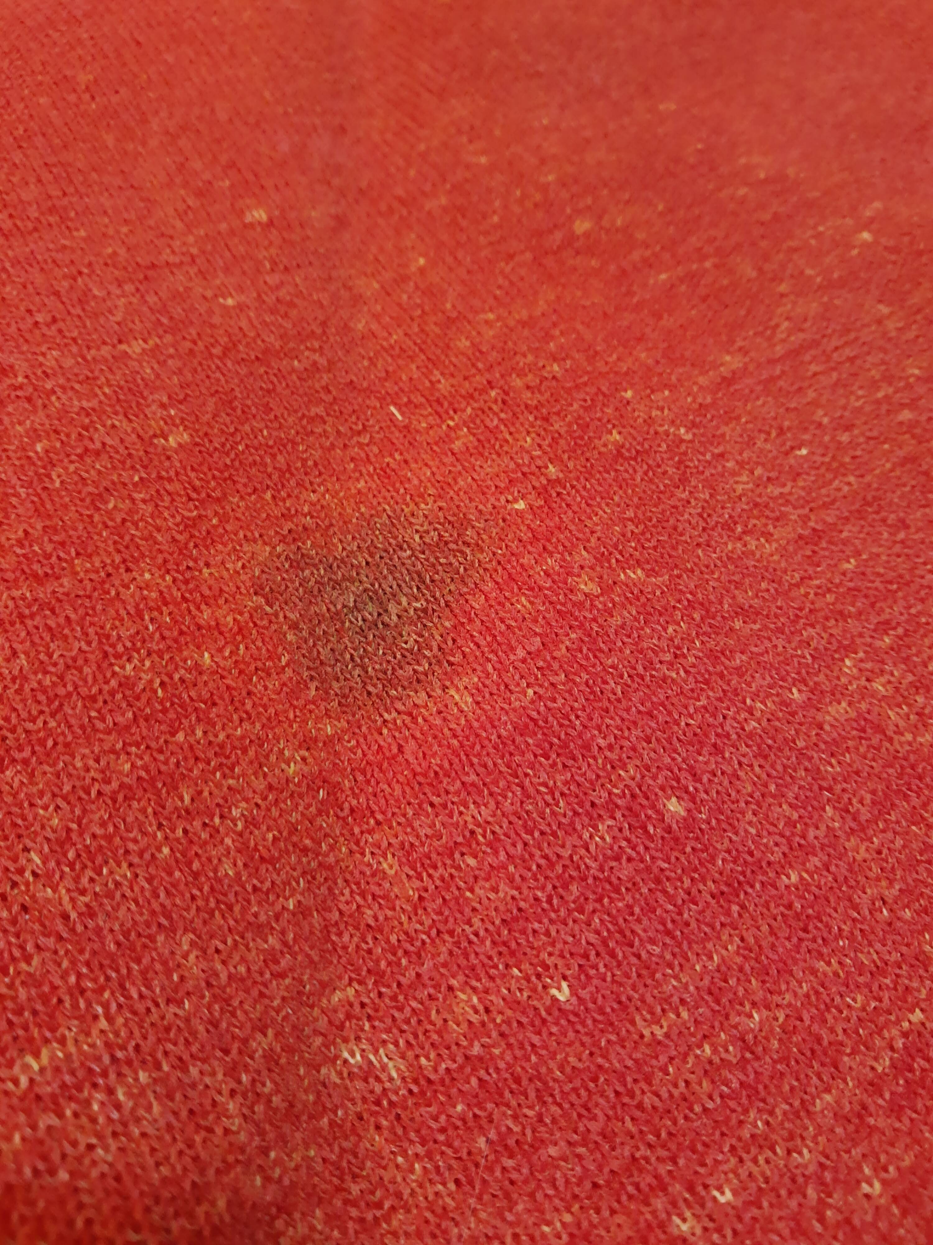 Round carpet in red moumoute style pelfran diameter 130cm vintage